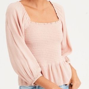 Women's pink square top blouse